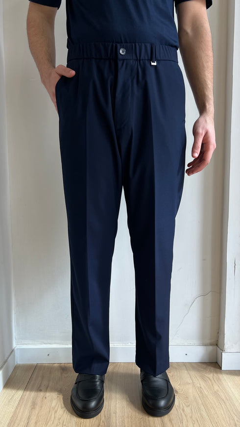 PANTALONE CROPPED GAMBA DRITTA IN POLIVISCOSA - BLU