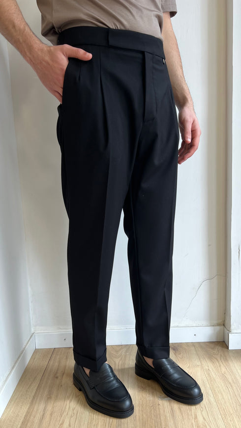 PANTALONE REGULAR FIT DOPPIA PINCES - NERO