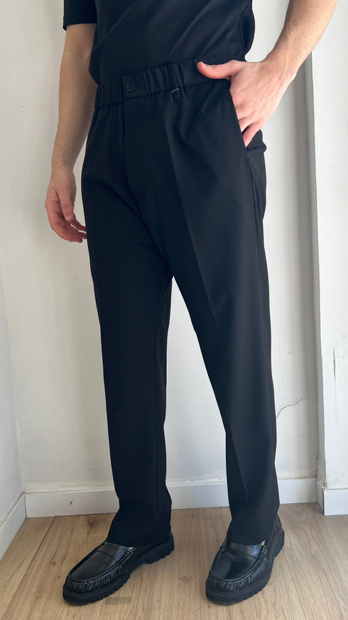 PANTALONE GAMBA DIRITTA CON ELASTICO - NERO
