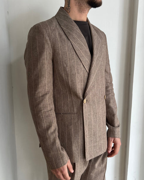 ABITO LOOSE GESSATO BEIGE - LINO