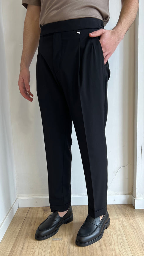 PANTALONE REGULAR FIT DOPPIA PINCES - NERO