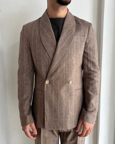 ABITO LOOSE GESSATO BEIGE - LINO