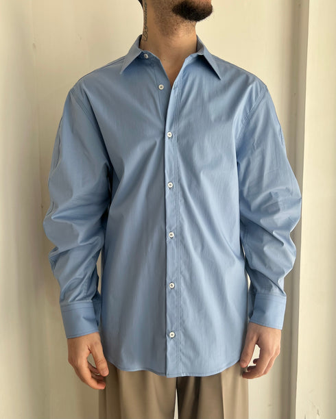 CAMICIA OVERSIZE IN COTONE -CELESTE