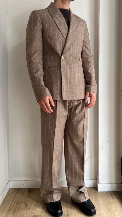 ABITO LOOSE GESSATO BEIGE - LINO