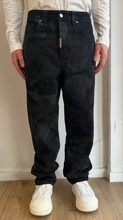 JEANS BAGGY CAMOUFLAGE - NERO
