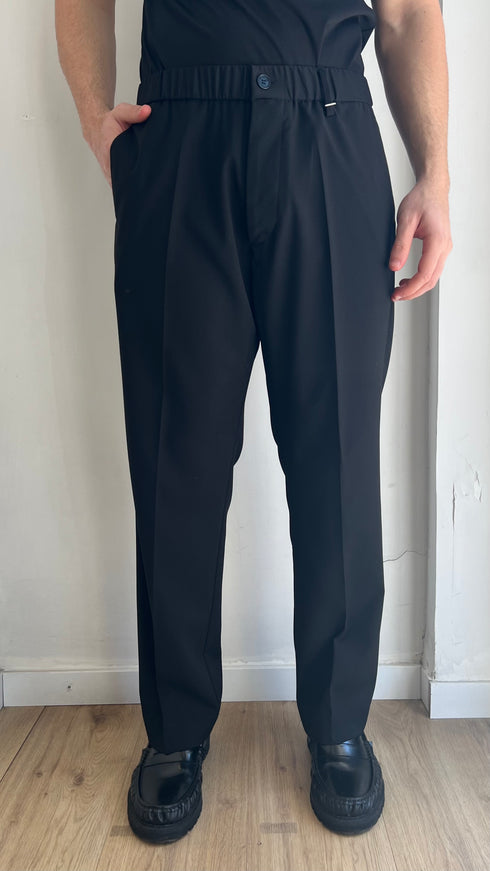 PANTALONE GAMBA DIRITTA CON ELASTICO - NERO