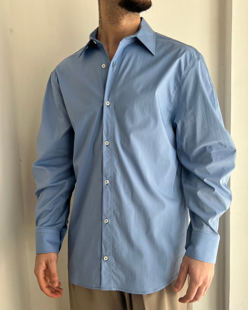CAMICIA OVERSIZE IN COTONE -CELESTE