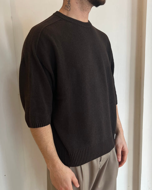T-SHIRT IN FILO CROPPED - MORO