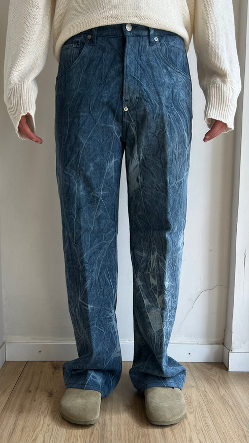 JEANS AMPI IN DENIM BLU CON TEXTURE