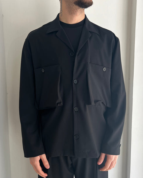 GIACCA CAMICIA SFODERATA DOPPIA TASCA - NERA