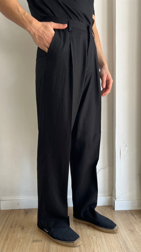 PANTALONE FONDO AMPIO IN LINO I’M BRIAN