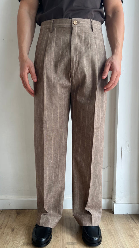 ABITO LOOSE GESSATO BEIGE - LINO