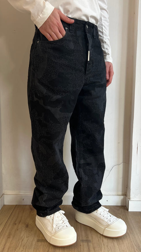 JEANS BAGGY CAMOUFLAGE - NERO