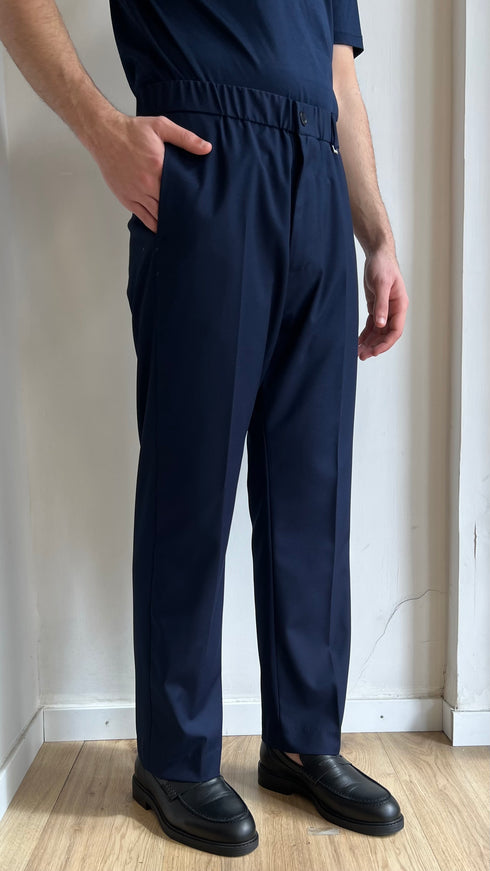 PANTALONE CROPPED GAMBA DRITTA IN POLIVISCOSA - BLU