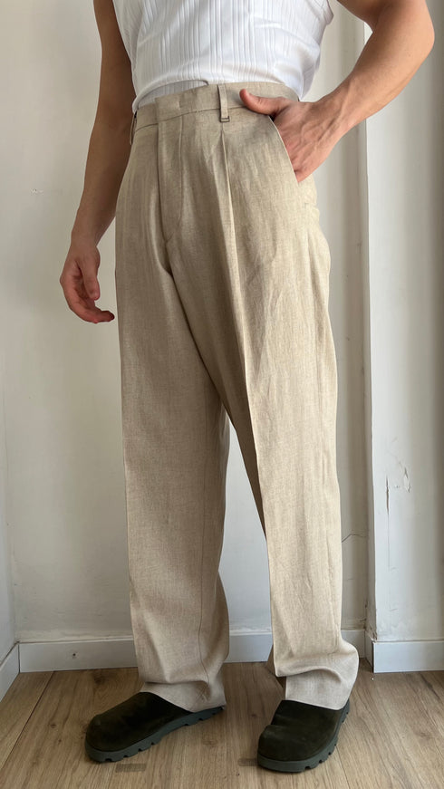 PANTALONE FONDO AMPIO IN LINO I’M BRIAN