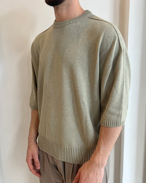 T-SHIRT IN FILO CROPPED - SALVIA