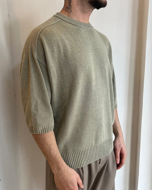 T-SHIRT IN FILO CROPPED - SALVIA