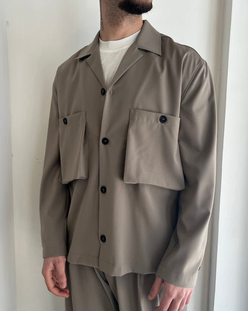 GIACCA CAMICIA SFODERATA DOPPIA TASCA - TAUPE