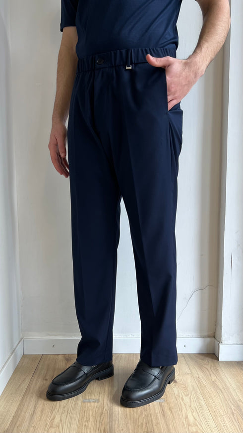 PANTALONE CROPPED GAMBA DRITTA IN POLIVISCOSA - BLU
