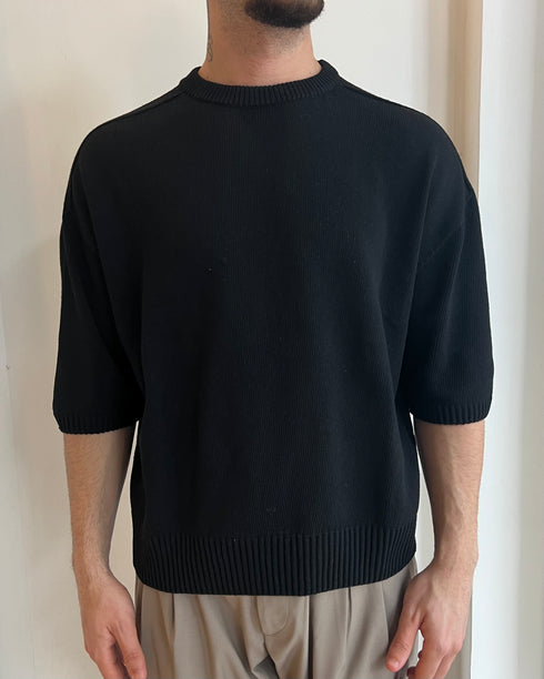 T-SHIRT IN FILO CROPPED - NERO