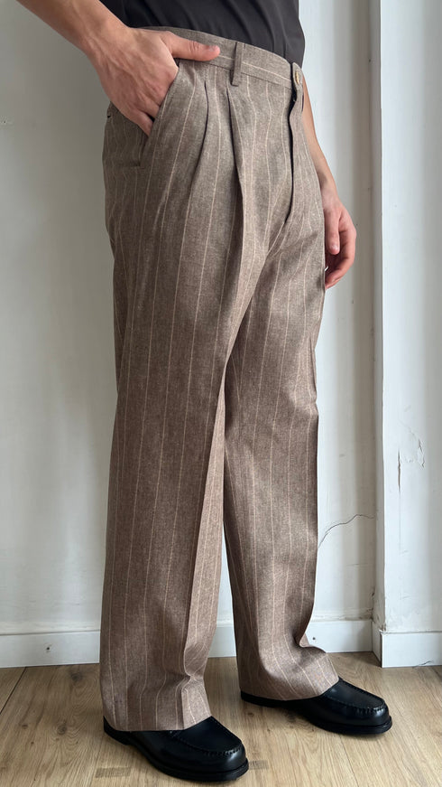ABITO LOOSE GESSATO BEIGE - LINO