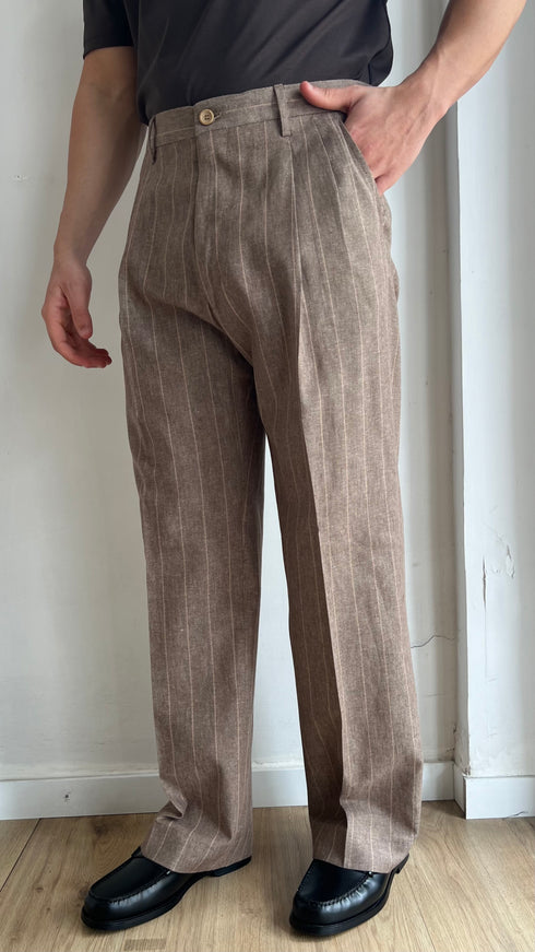ABITO LOOSE GESSATO BEIGE - LINO