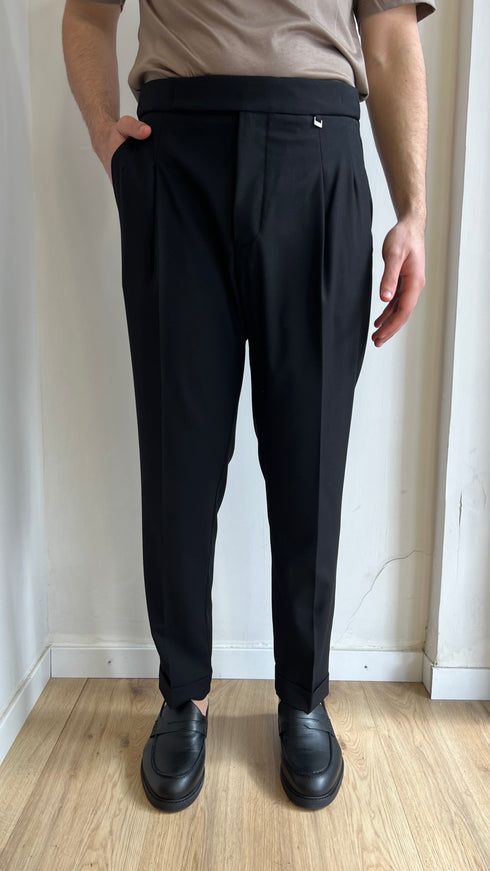PANTALONE REGULAR FIT DOPPIA PINCES - NERO
