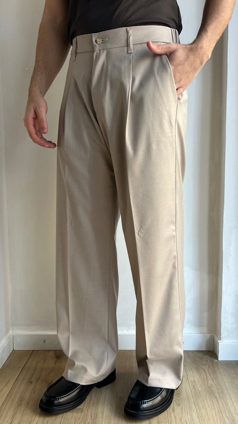 PANTALONE FONDO AMPIO BEIGE